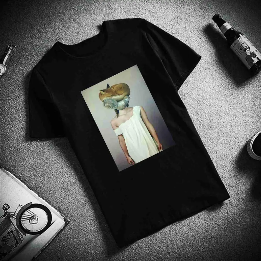 Ulzzang Эстетическая забавная футболка, абстрактные цветы, животные, хлопок, круглый вырез, футболка, плюс размер, короткий рукав, Брендовая женская футболка, Femme - Цвет: 4