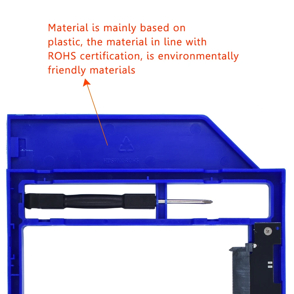 TISHRIC синий пластик Optibay 2nd HDD Caddy Box 9,5 мм SATA 3,0 для 9/9. 5 мм 2," SSD адаптер CD DVD HDD чехол Корпус для ноутбука