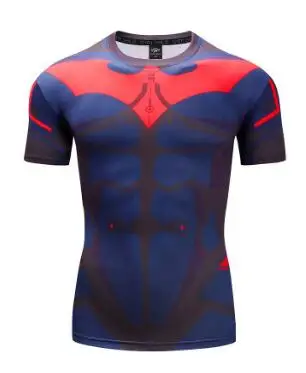 Фитнес Мужская компрессионная футболка аниме бодибилдинг короткий рукав Crossfit 3D