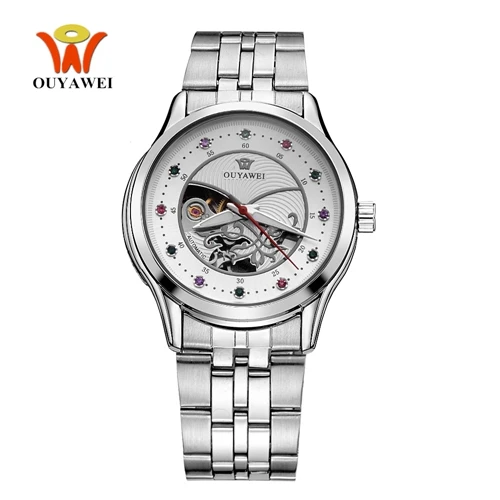 Reloj Mujer OYW модные женские часы механические Автоматические наручные часы movement полный стальной ремешок механические часы Relogio Feminio - Цвет: Silver White