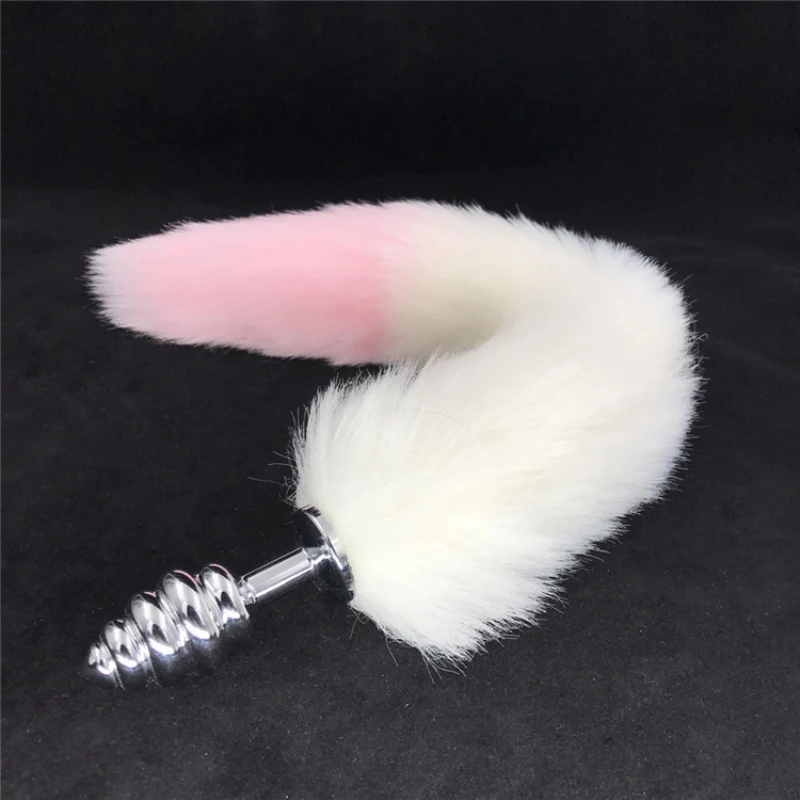 Анальная пробка из нержавеющей стали лисий хвост анус расширители белый розовый