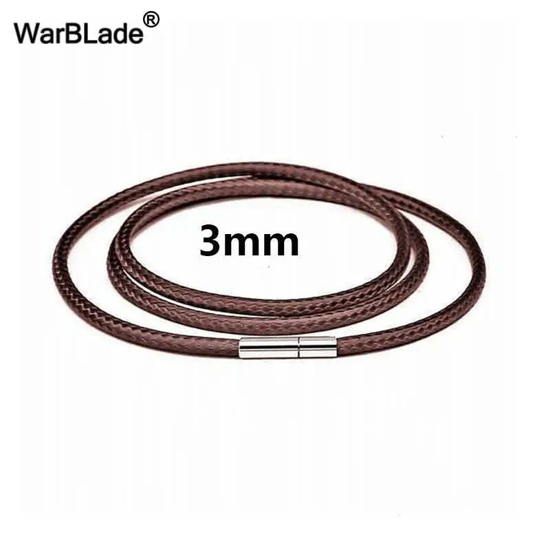 Brown 3mm 1/1. 5/2/3 мм Цепочки и ожерелья шнур черный кожаный шнур на вощеном шнуре из кружева цепи с Нержавеющая сталь поворотный пряжки набор «сделай сам» для Цепочки и ожерелья ювелирных изделий - Цвет: Brown 3mm