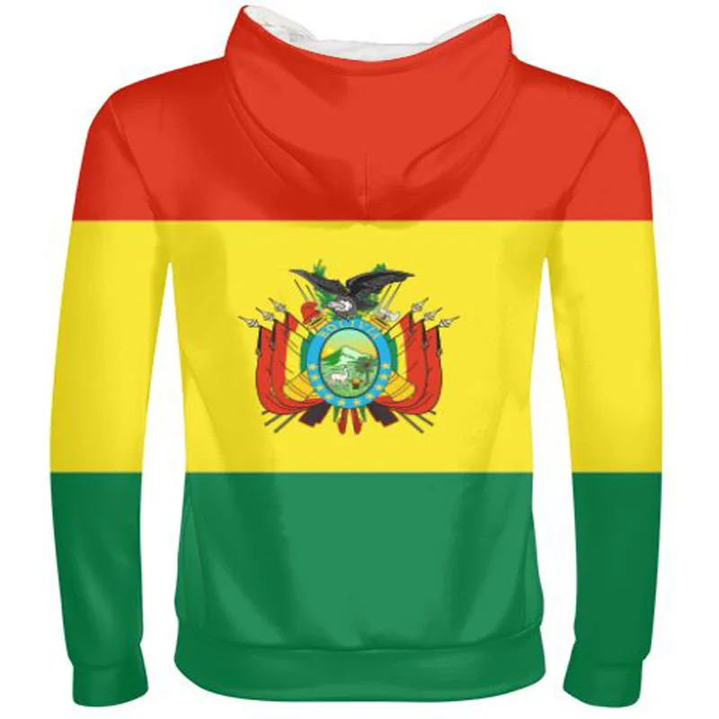 Боливия Мужской свитшот на молнии с номером имени по индивидуальному заказу |