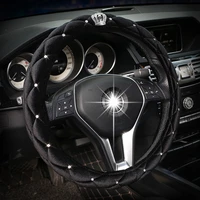 winter plush diamond crystal crown car steering wheel cover rhinestone auto car covered steering wheel car interior accessories