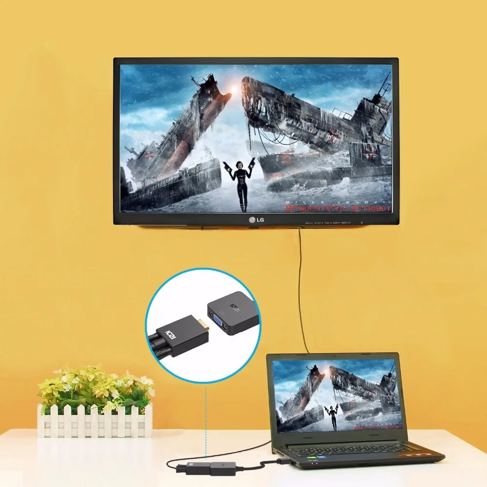 ICZI адаптер hdmi-vga видео конвертер с портом Micro USB и 3,5 мм аудио порт позолоченный штекер-Женский 1080P для ПК/DVD