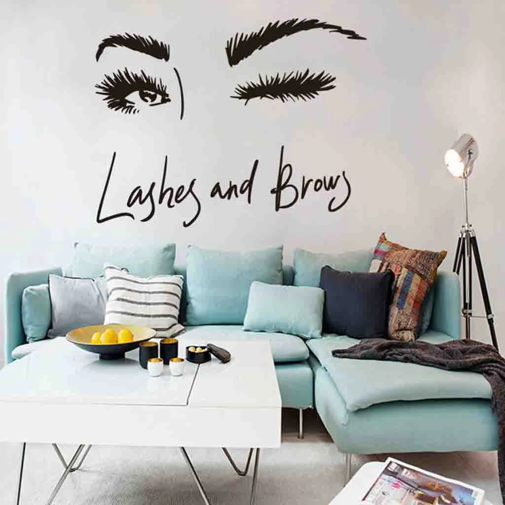 

Creative Pretty Eyelashes Wall Art Sticker Eye Lashes Extensions Beauty Salon Wall Decor Eyebrows Make Up Home Wallpaper #632