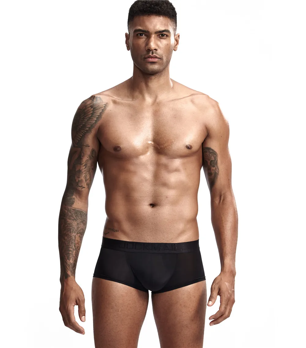 JOCKMAIL, ультратонкое сексуальное нижнее белье, мужские боксеры, одноцветные, выпуклые, мужские трусы, Короткие трусы, мужские трусы-боксеры