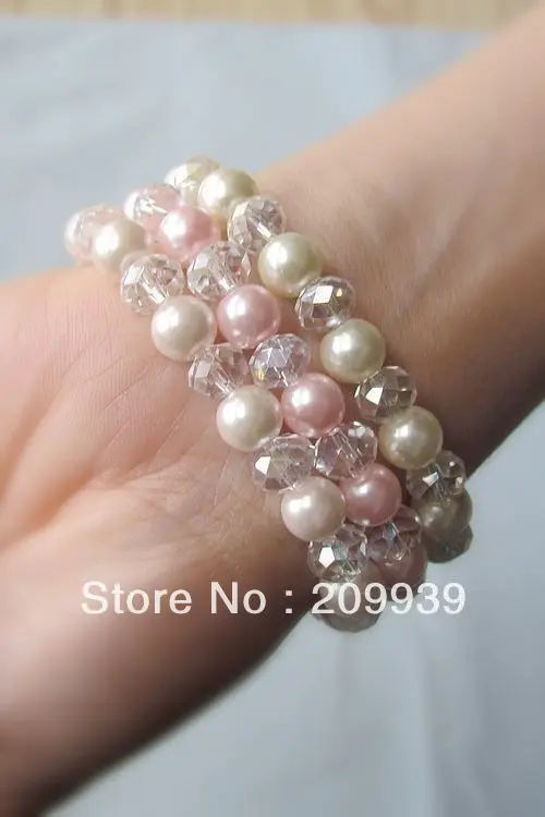 Huij 0077 новинка ручная работа для девушек тянущиеся бусы жемчуг браслет кристалл 3