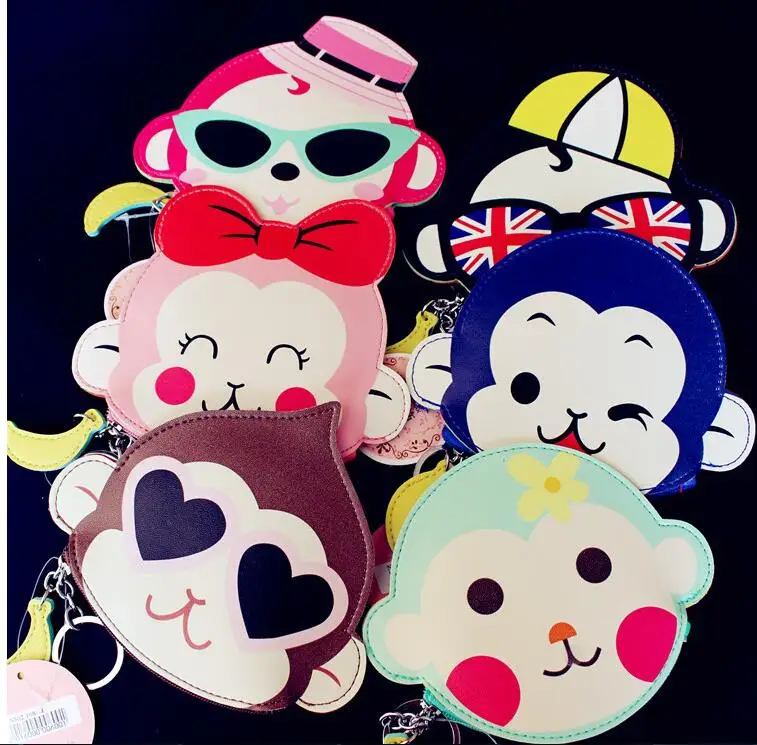 Новый Овальный принт животных кошелек для монет обезьяна девушки