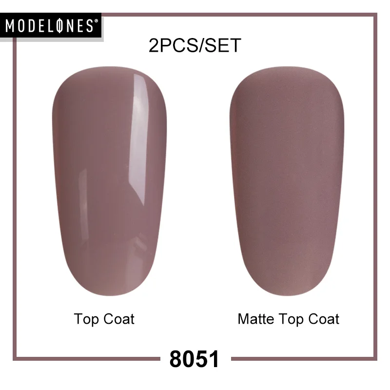 8051 MATTE TOP COAT Modelones, 2 шт./лот, Матовый верхний слой, набор гель-лаков для ногтей, сделай сам, матовый эффект, светодиодный Гель-лак для ногтей, наборы, Полупостоянный УФ-Гибридный гель - Цвет: 8051 MATTE TOP COAT