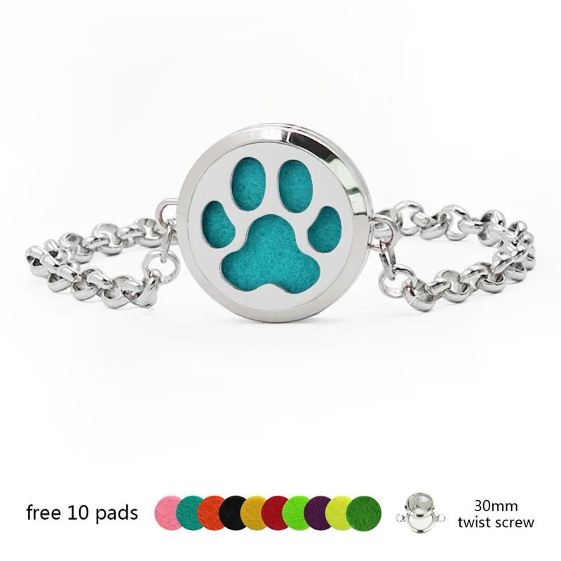 Браслет для ароматерапии голубой медведь лапа полые браслеты из нержавеющей