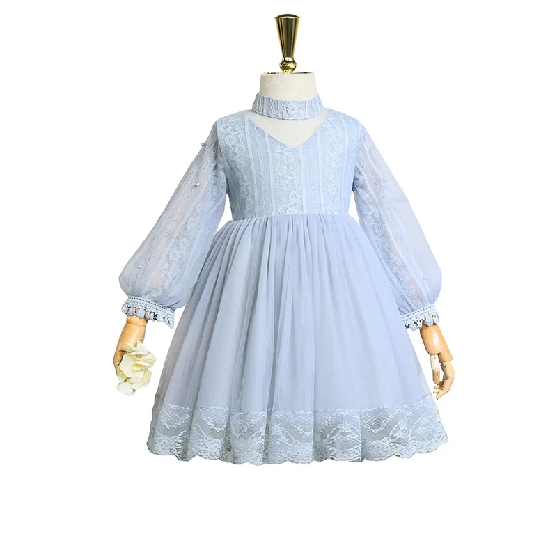 Весеннее платье для девочек 2019 модное кружевное принцессы маленьких с длинными