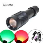 Светодиодный фонарик для охоты, зеленыйкрасный, 1 режим, Рабочий фонарь + зарядное устройство 18650 для перезаряжаемой батареи + крепление для пистолета + пульт дистанционного управления