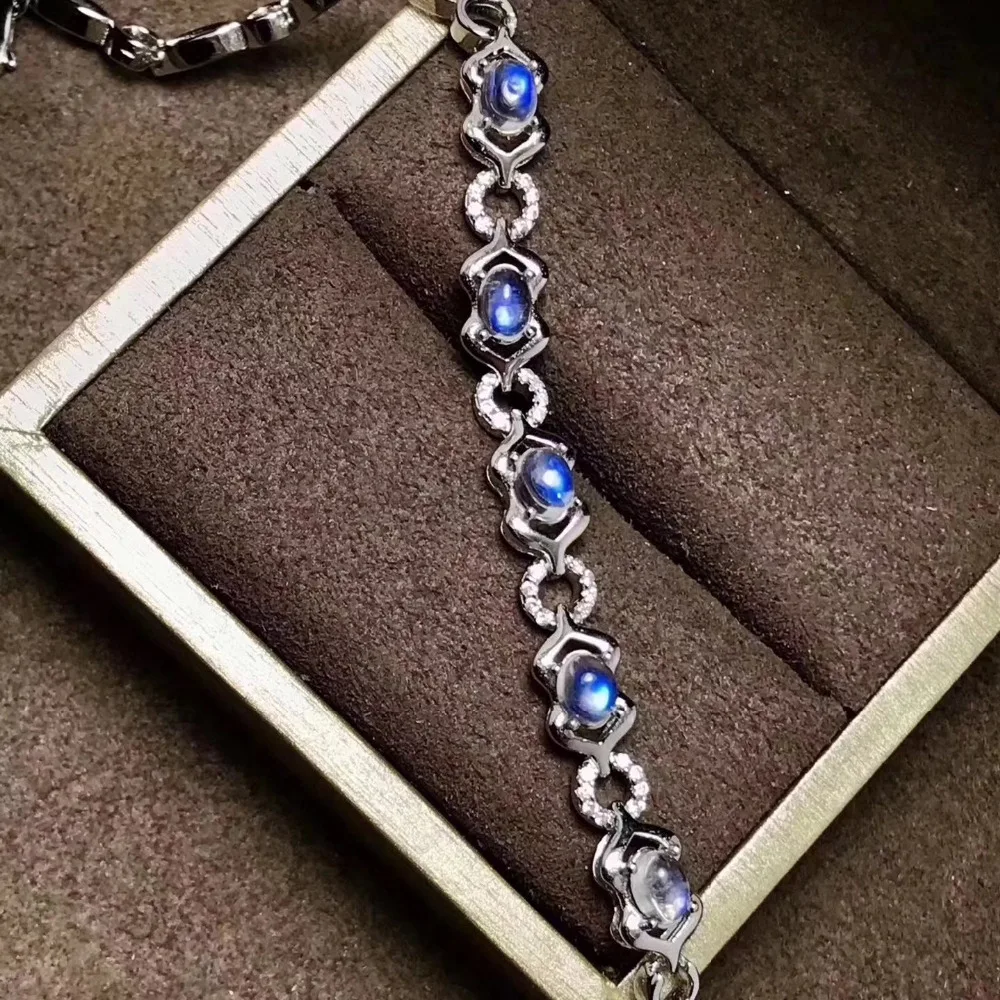 Fidelity natural 4*6mm blue moonstone Bracelets s925 sterling silver fashion fine jewelry gift for women party gemstone | Украшения и