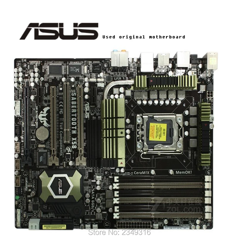 Для ASUS SaberTooth X58 б/у оригинальная материнская плата сокет LGA 1366 DDR3 настольная