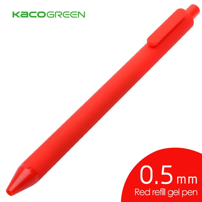 Red refill 1 шт. Jinghao KACO чистая Серия матовый черный с черным стержень сменный гелевый ручка высокого качества ABS гелевые ручки для студентов письма канцелярские принадлежности - Цвет: Red refill