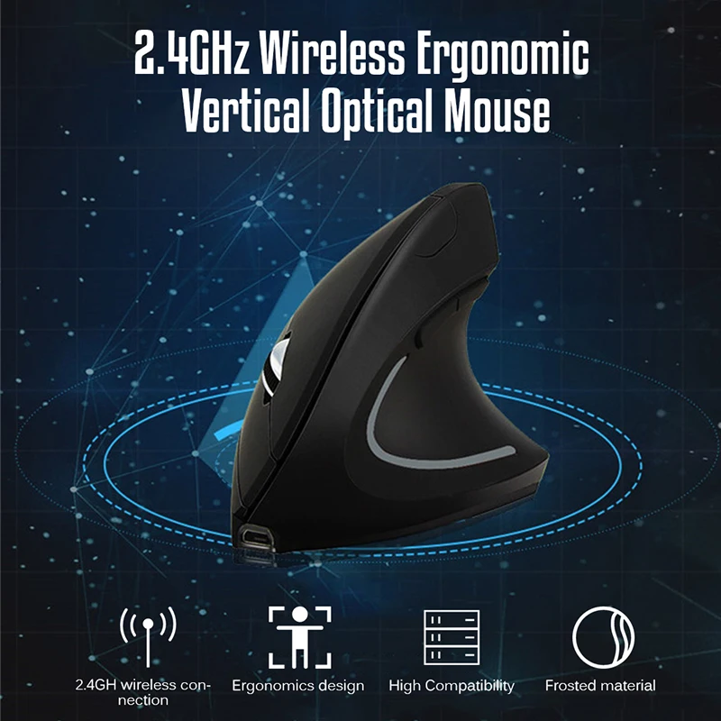 Беспроводная эргономичная оптическая мышь Everycom 2 4G 1600 dpi для лечения