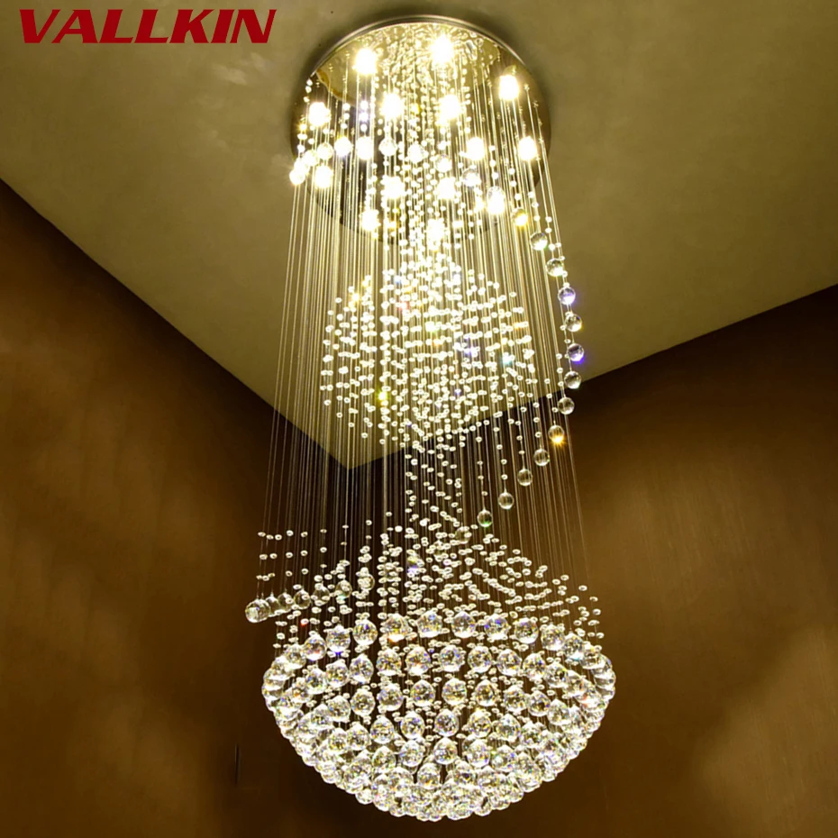 Современные большие светодиодные спиральные люстры K9 для гостиной хрустальные