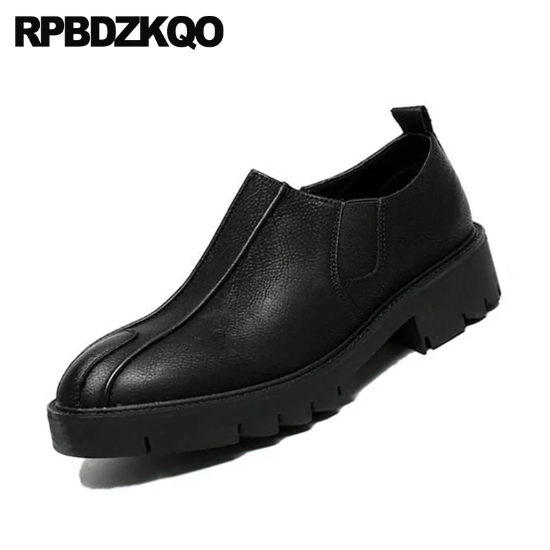 Мужские дизайнерские туфли на резиновой подошве черные удобные повседневные