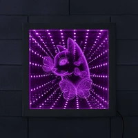 cat with butterfly rgb led infinity mirror frame endless space graphics cat lover gift cat portrait tunnel vision mirror lights