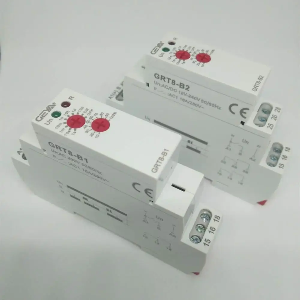 DIN Rail 16A 12V 24V 220V SPDT задержка выключения таймер GRT8-B AC230V или переменного тока/DC12-240V Мощность Задержка включения/выключения реле времени