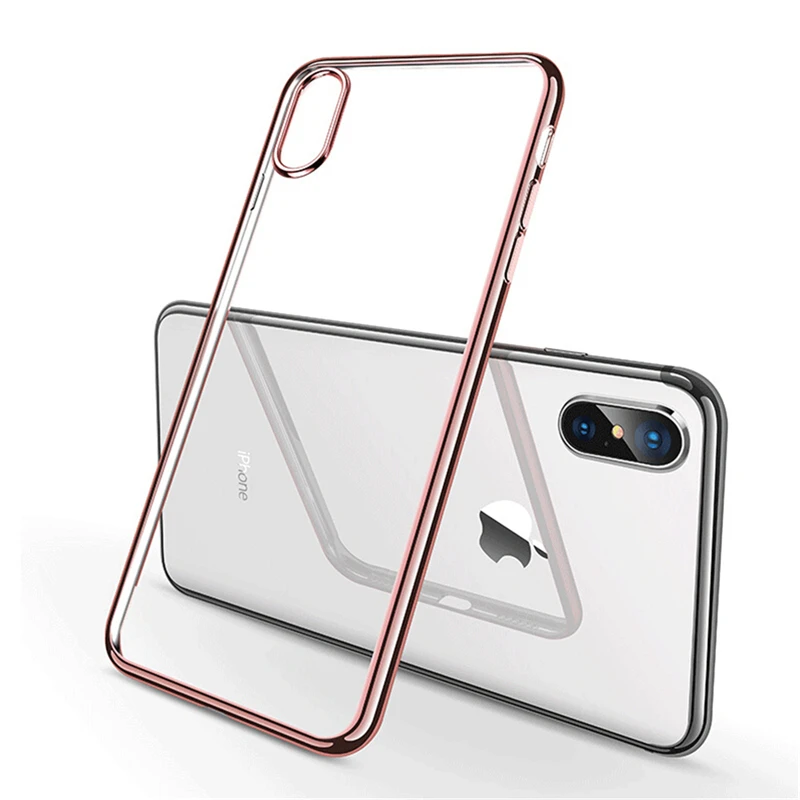 ELETEI Прозрачный чехол для iPhone X XR XS 6 S 7 8 Plus Мягкий ТПУ противоударный блестящий с