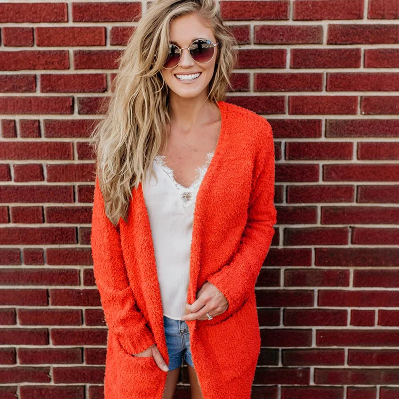 2018 модное женское плюшевое пальто свободные свитера кардиганы осенне-зимняя