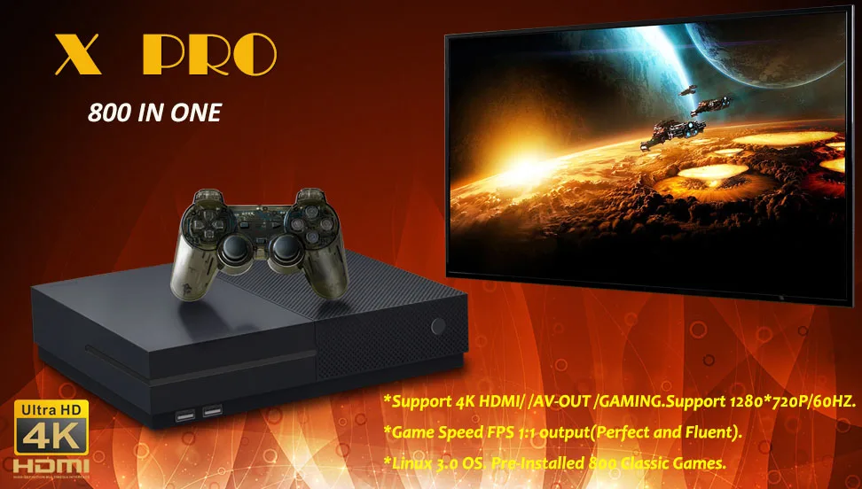 Новая игровая консоль X PRO Ultra HD 64 бит AV поддержка 4K выход Встроенный 800