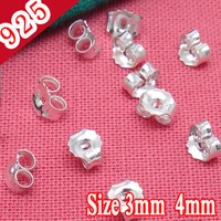 100pcs 3 4mm 925 silver butterfly earrings back fit stud earrings clasp earring stopper diy earring fashion jewelry findings