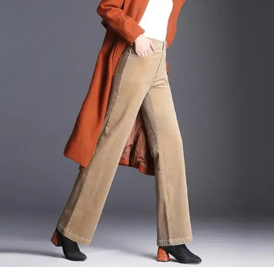 Женские вельветовые Капри повседневные широкие брюки с высокой талией красные