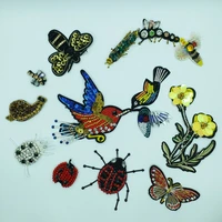 1pc bees ladybird animals patches 3d handmade rhinestone beaded patches for clothes diy sew on parches embroidery appliques