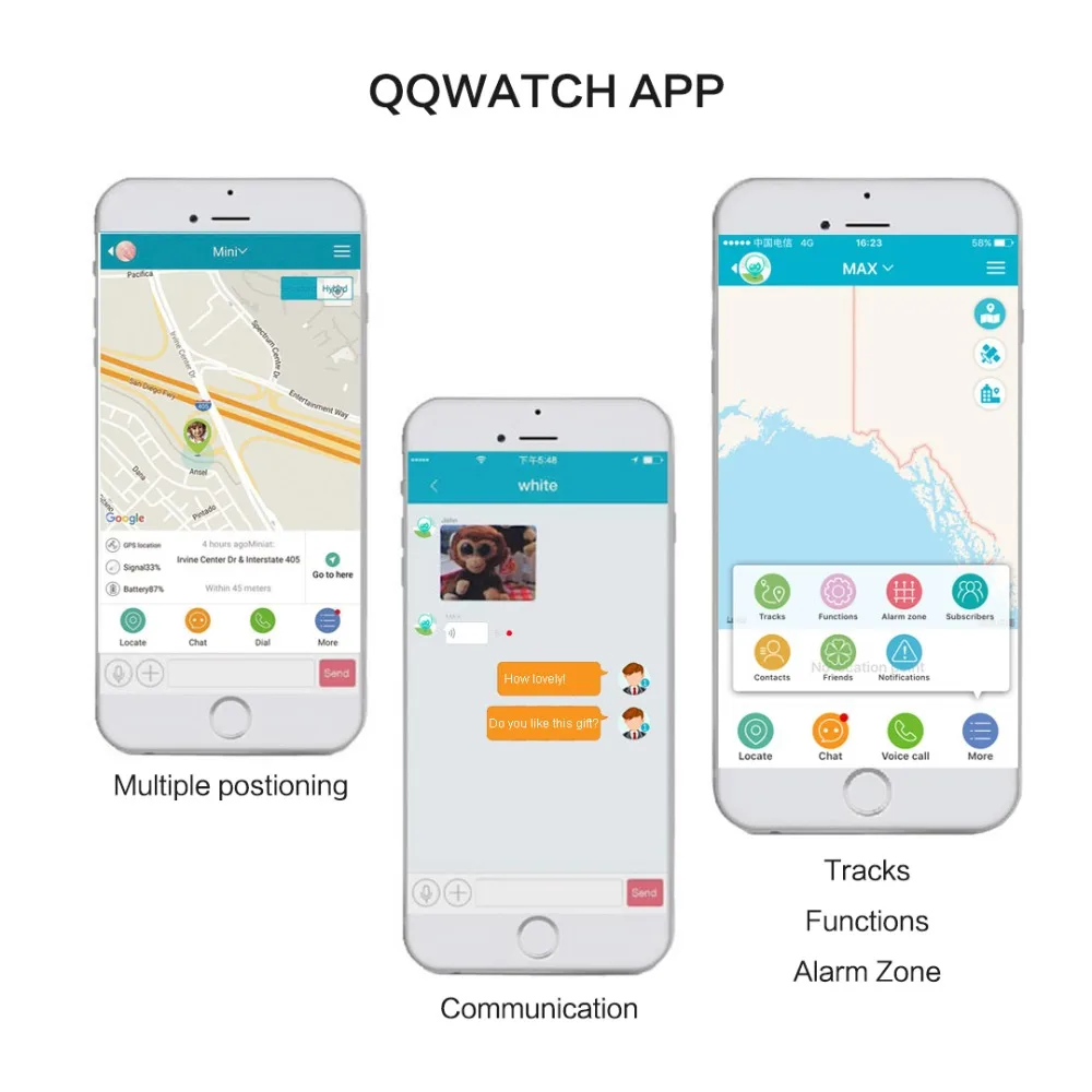 Смарт часы для детей gps Smartwatch дети Tencent QQ C002 наручные анти потерянный поддержка