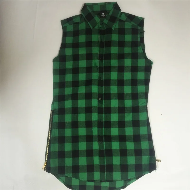 Мужская клетчатая рубашка Chris Brown черная удлиненная футболка без рукавов с