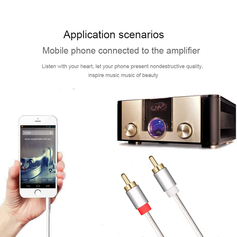 Аудиокабель RCA HIFI со штекером 3 5 мм на штекер 2RCA AUX кабели 0 м 1 для домашнего