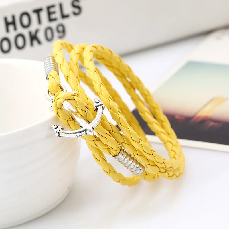 Ручной парусный спорт морской Стиль браслет с якорем кулон Браслеты подвесками