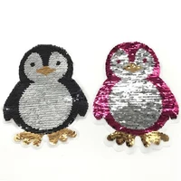 t shirt girl patch 220mm penguin flip double sided patches for clothing reversible change color sequins t shirt stickers