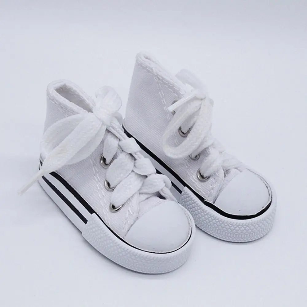 Best Sale1 пара 7,5 см обувь для кукол парусиновая обувь для куклы BJD модная мини обувь для куклы для русской кукла, сделанная вручную аксессуары для куклы - Цвет: Белый