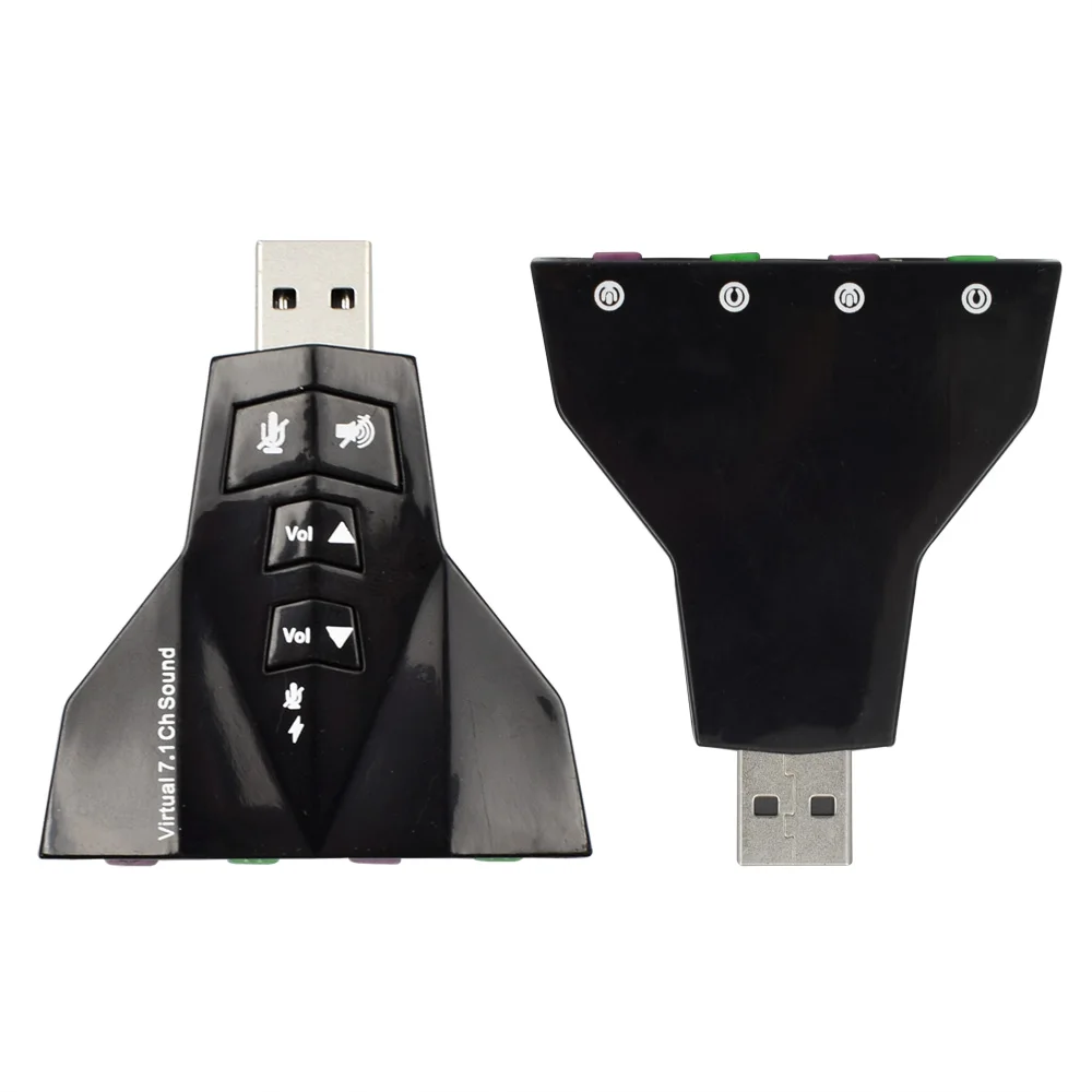 3D Внешний USB 2 0 аудио 7 1 адаптер звуковой карты двойной Виртуальный канал 3 5 мм