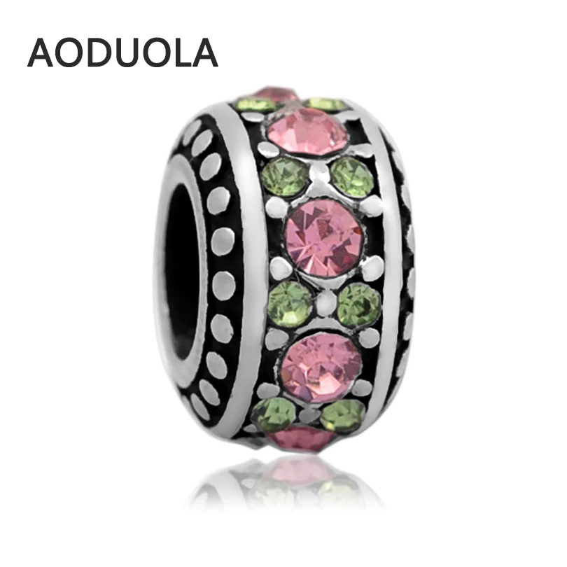 2 шт. в партии из нержавеющей стали Европейский разделитель со стразами бусины