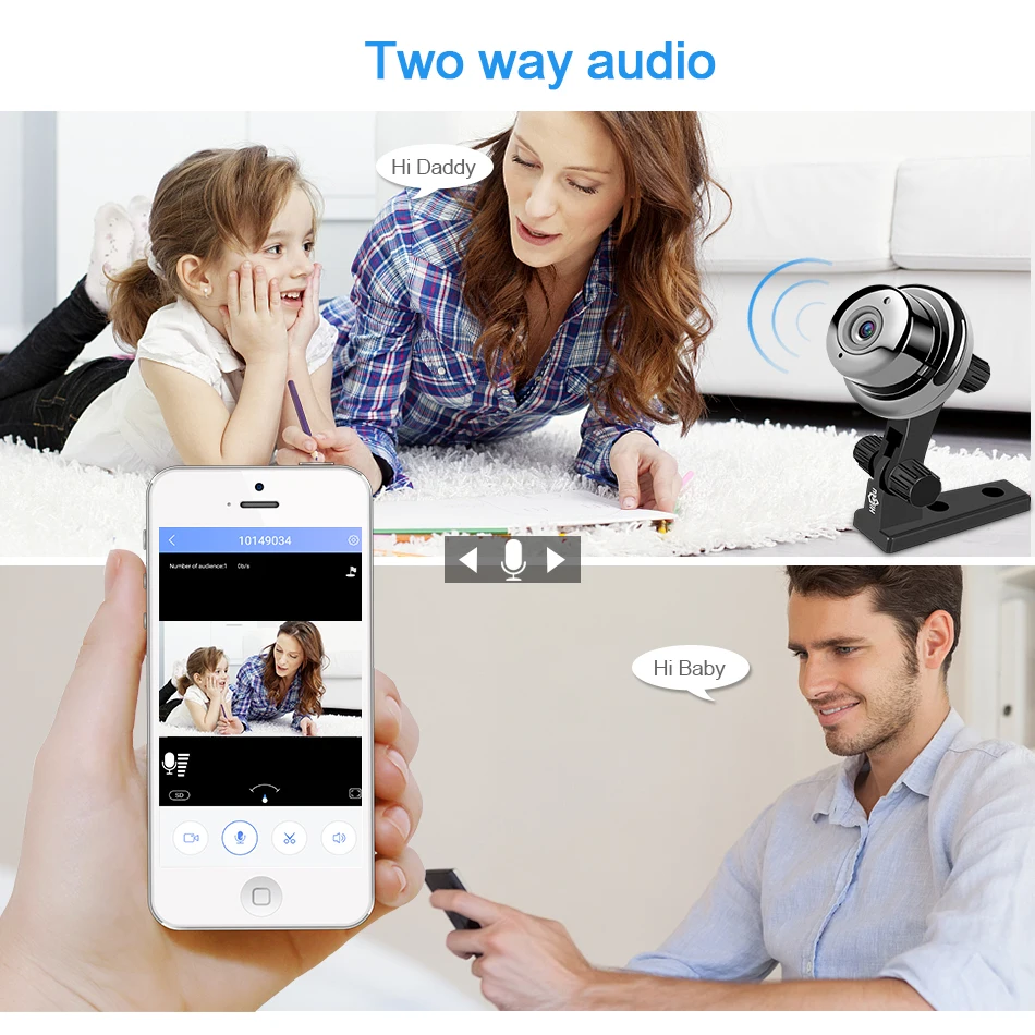 Мини беспроводной wi fi камера IP 720 P ночное видение видео для слежки за домашней