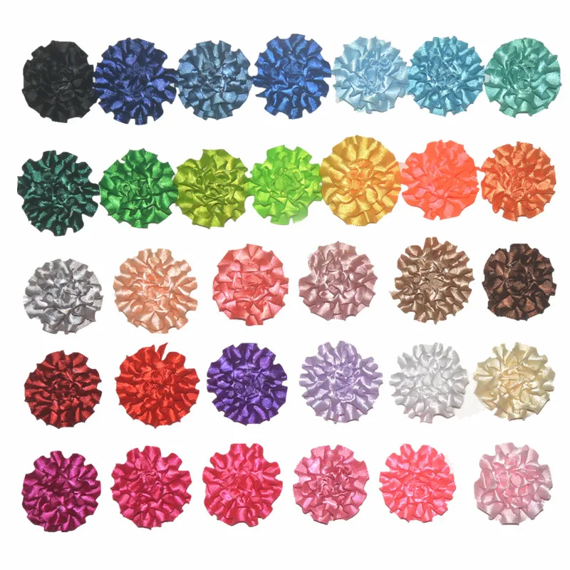 

MengNa 60pcs/lot 1.8" 32Color Newborn Chic Satin Ribbon Hair Flower With Clips Kids Girls Hair Accessories