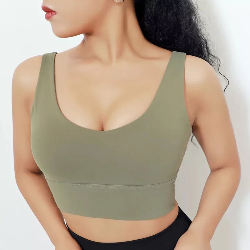 Новый сплошной цвет сексуальный большой V красота назад спортивный бюстгальтер