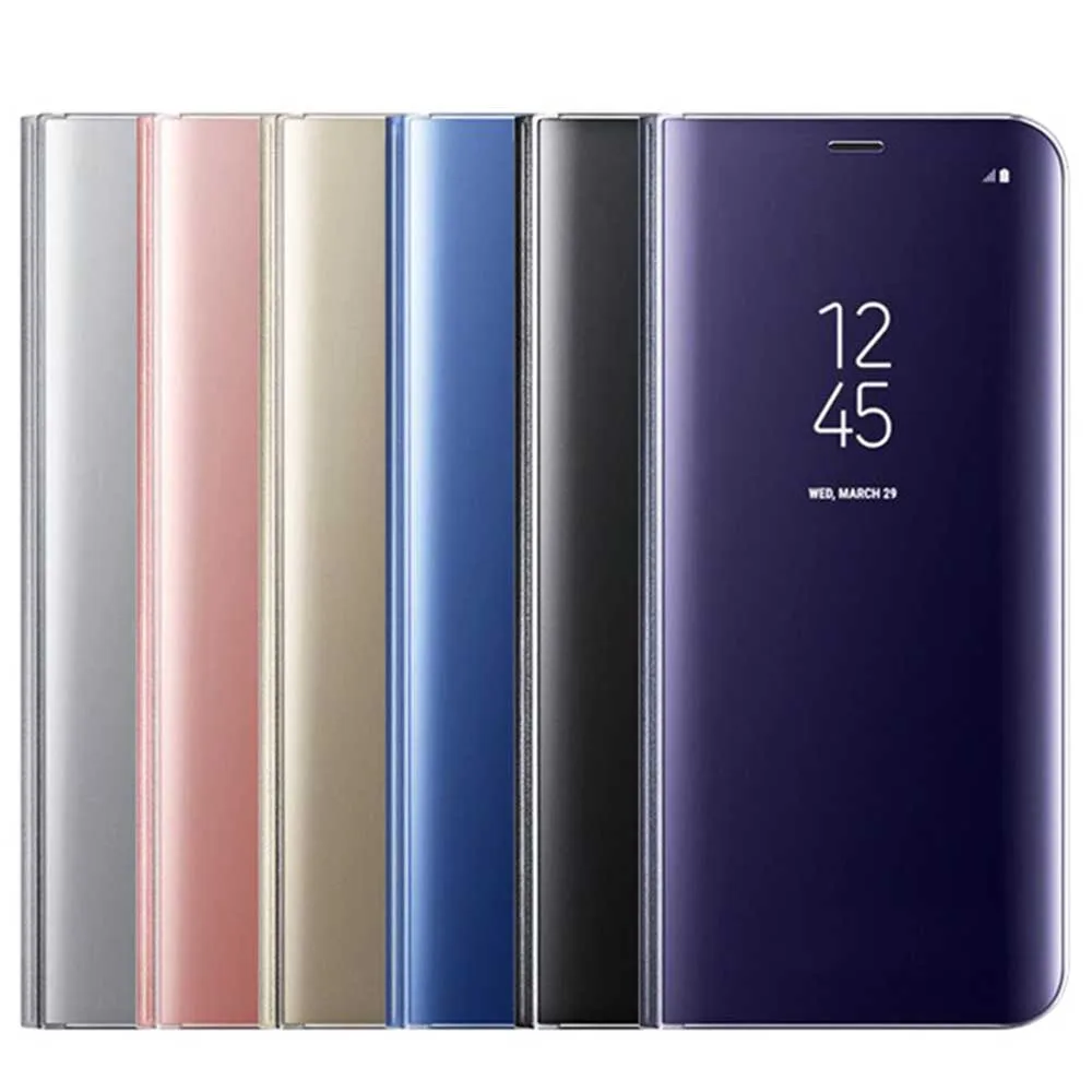 Зеркальный Чехол книжка для Samsung Galaxy S10e S10 Plus из искусственной кожи прозрачный