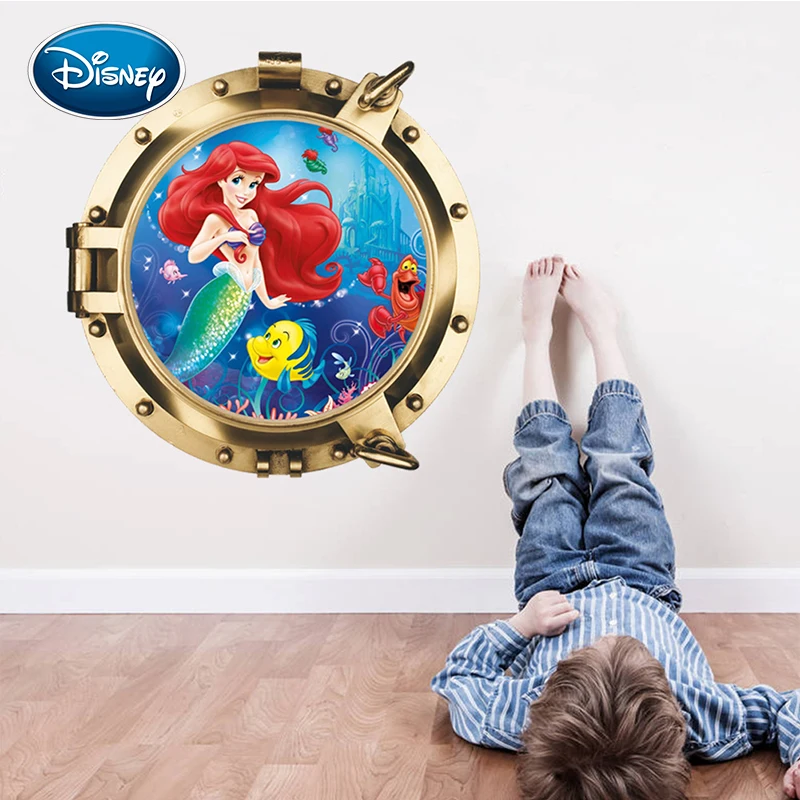 Disney 3D стерео стикер мультяшка Русалочка подводная лодка детская комната наклейки ТВ фон украшение стены ПВХ наклейки