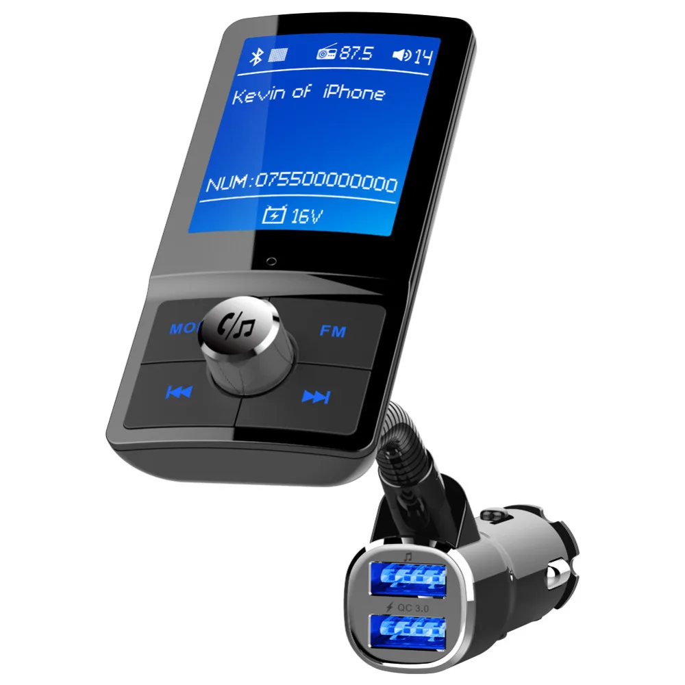 NewBC43 Bluetooth FM передатчик аудио QC3.0 USB MP3 плеер Беспроводной во время езды в