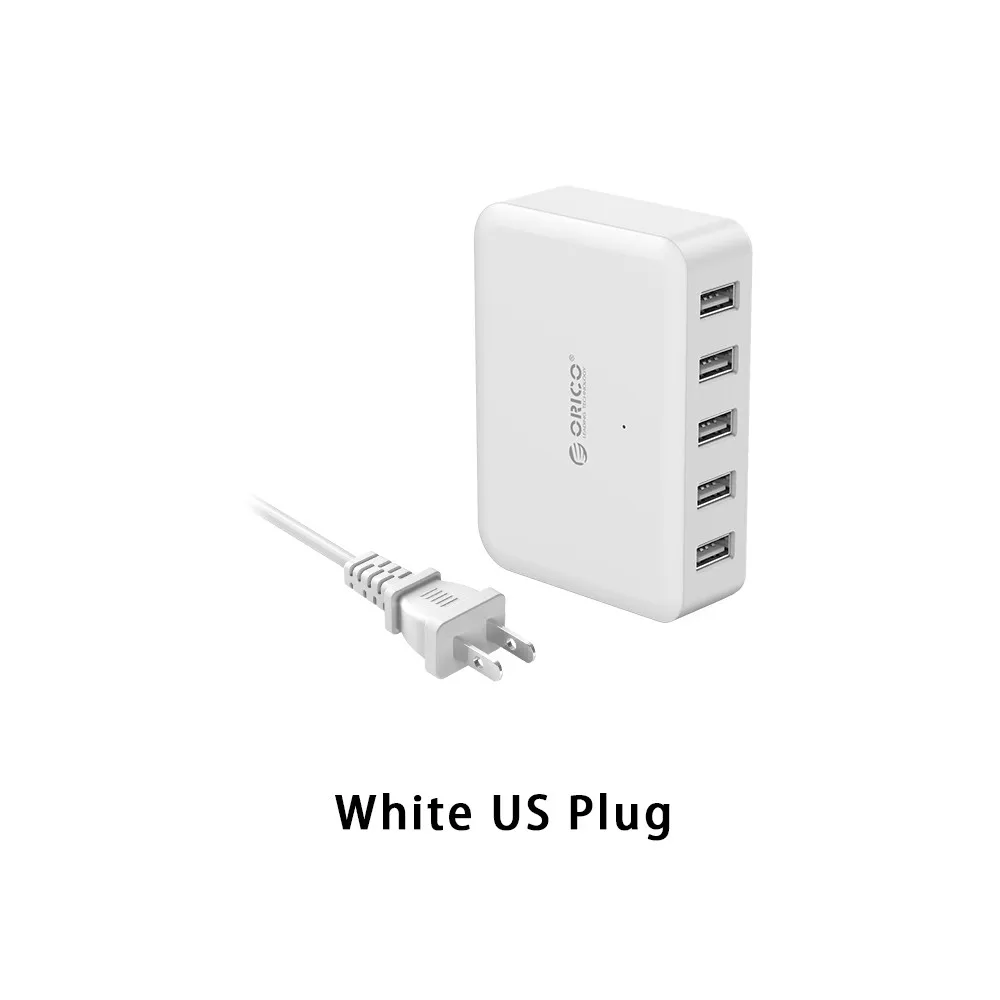 White US Plug ORICO USB Зарядное Устройство ABS 5 Порта 5 V 8A 40 Вт Телефон Планшетный Адаптер для iPhone 5 6 7 Galaxy S7 Xiaomi Mi 5 HTC 10 Телефон зарядное устройство - Тип штекера: White US Plug