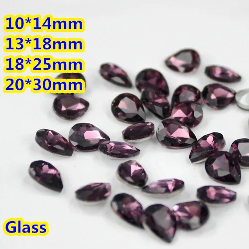

Amethyst Pear Teardrop Crystal Fancy Stone Point Back Glass Stone For DIY Jewelry Accessory.10*14mm 13*18mm 18*25mm 20*30mm