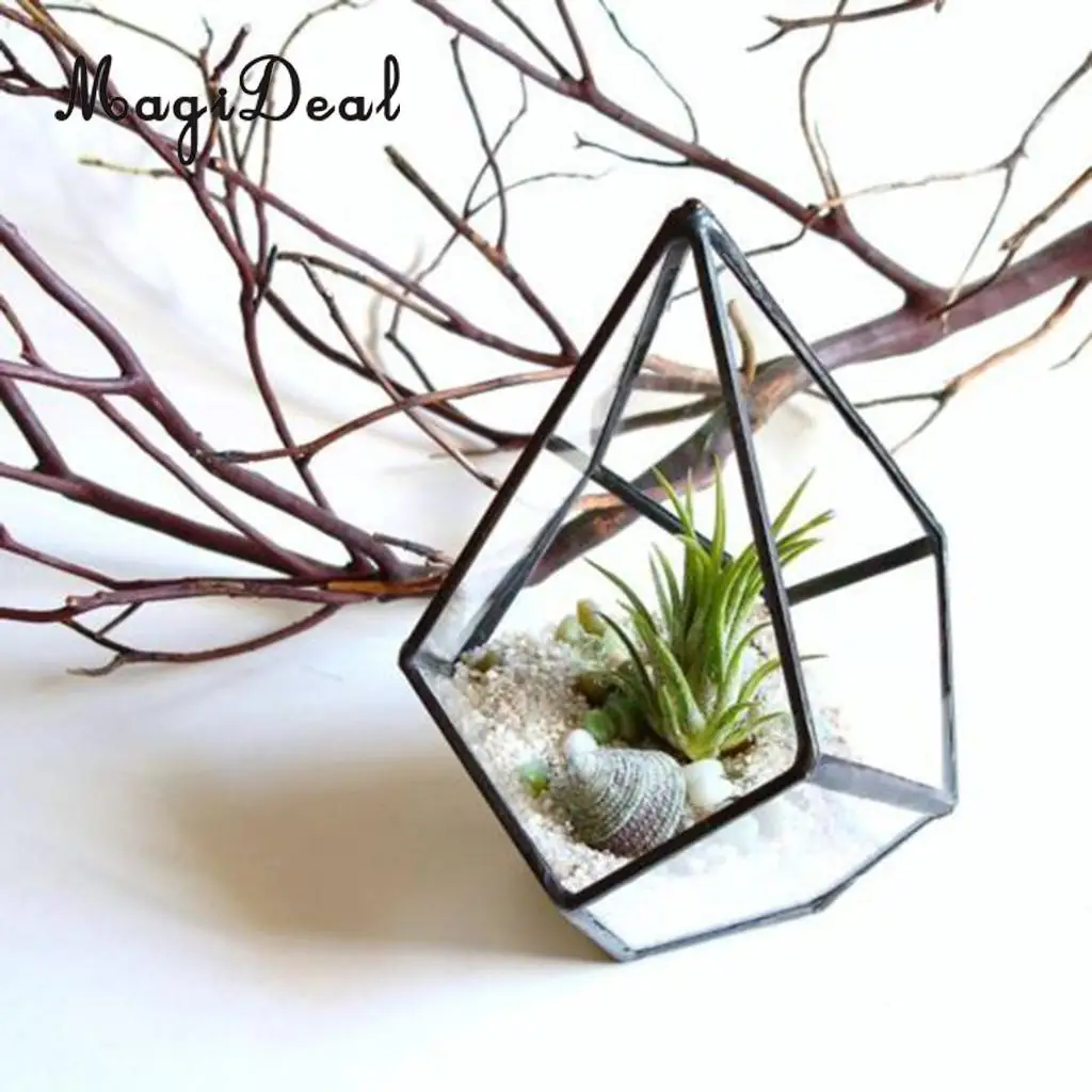 Прозрачный стеклянный и металлический бриллиантовый Террариум MagiDeal горшок для