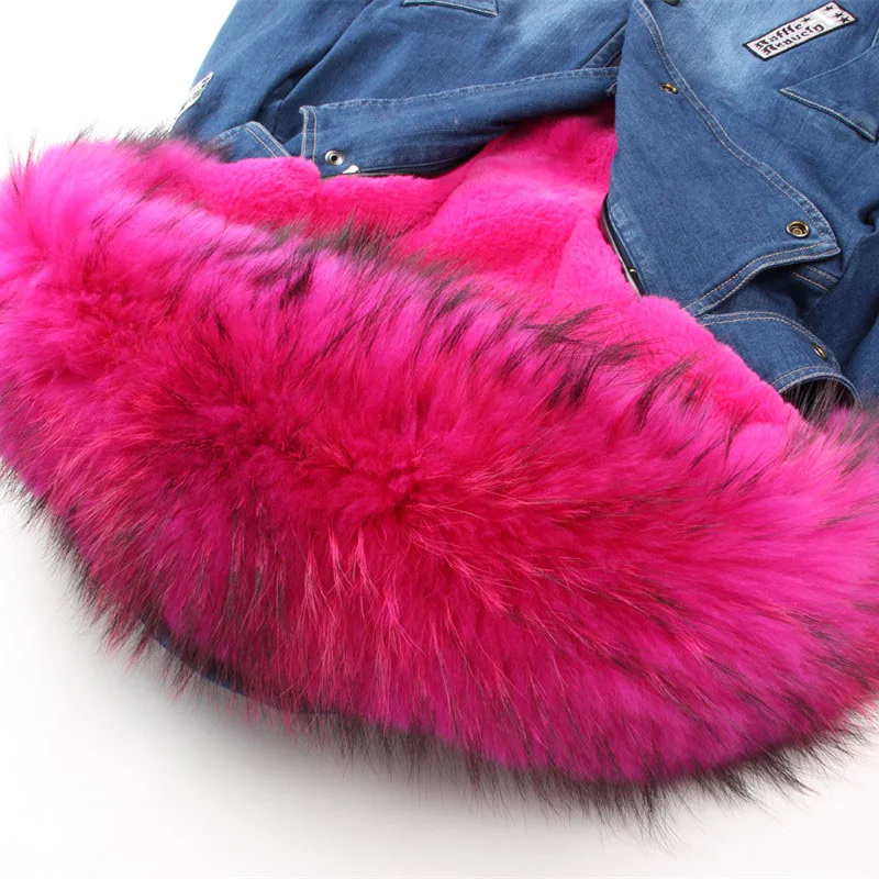 Женская куртка с капюшоном Mao Kong теплая длинная натуральным мехом енота и