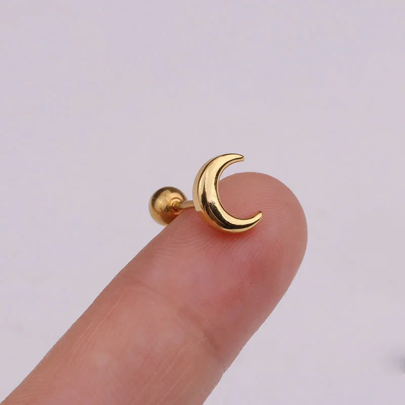 B-6 Imixlot New Design Cz Curved Bar Cartilage Earring Conch Piercing Helix Stud Ear Piercing Jewelry - Окраска металла: B-6